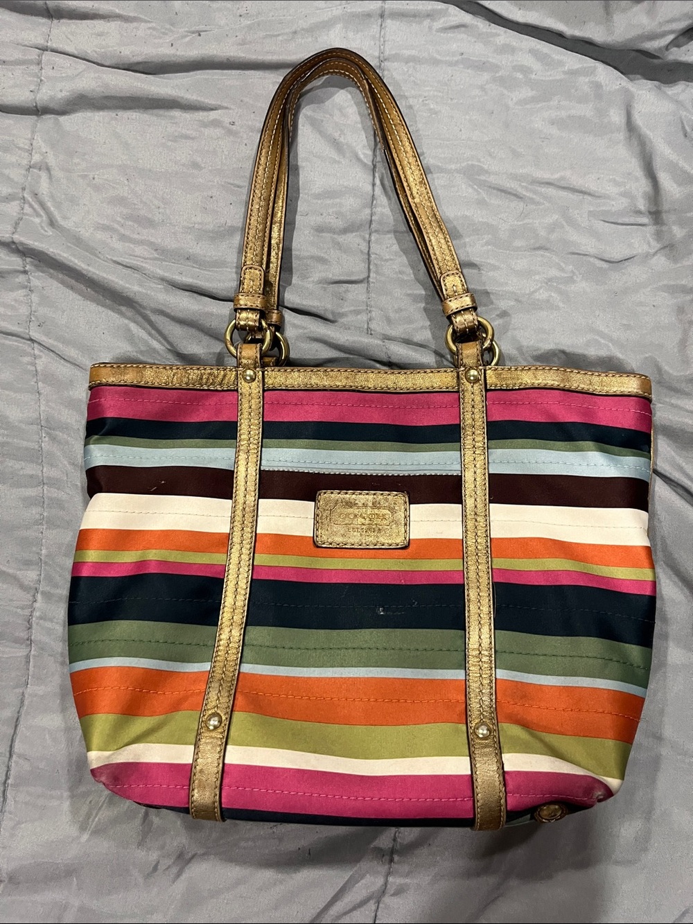 Coach Legacy Striped Tote Colorful Bag